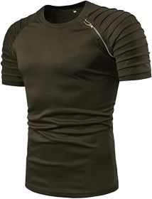 Men's Casual Shirt Short Sleeve Crewneck T Shirt Athletic Running Sport Gym Mens T Shirts (Color: Green, size: M)