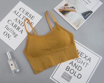 Women Sports Bra back bra Quick Dry Padded Shockproof Gym Fitness Running Sport Brassiere Tops Push Up Bras Sports Bra Crop Top (Color: yellow, size: Free Size)